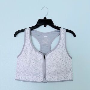 Avia Arctic White Seamless Zip Front Racerback Sports Bra